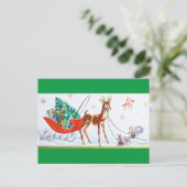 Schöne Vintage Rentier aus dem Mittelalter Postkarte (Stehend Vorderseite)