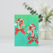 Schöne Vintage Rentier aus dem Mittelalter Postkarte (Stehend Vorderseite)