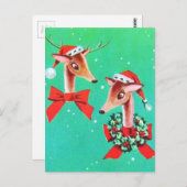 Schöne Vintage Rentier aus dem Mittelalter Postkarte (Vorne/Hinten)
