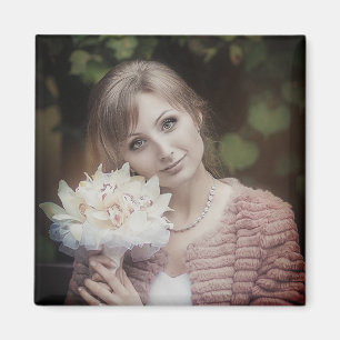 Schöne vintage retro effekt gilr frauen mit bou magnet