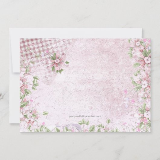 Schöne Vintage Rosa Kinderdusche Einladung (Rückseite)