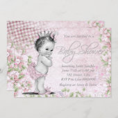 Schöne Vintage Rosa Kinderdusche Einladung (Vorne/Hinten)