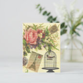 Schöne, Vintage Rose Blume Eiffelturm Postkarte (Stehend Vorderseite)