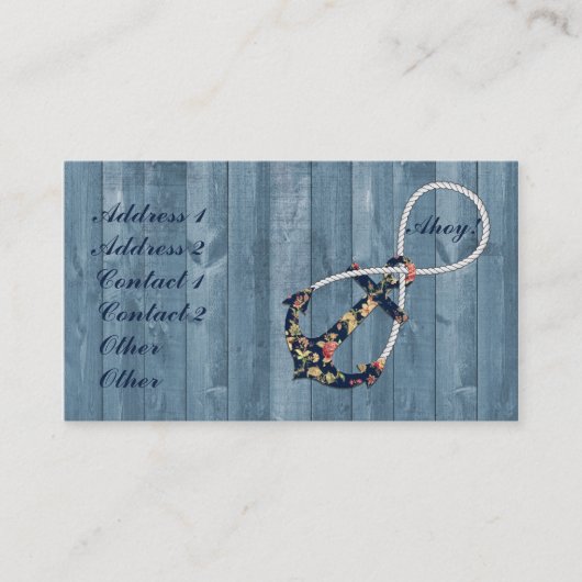 Schöne Vintage Rose Blumenanker Unendlichkeit Visitenkarte (Vorderseite)