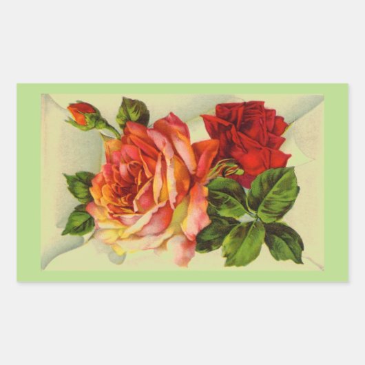 Schöne Vintage Rose Bouquet Rechteckiger Aufkleber (Vorderseite)