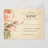 schöne Vintage Rose Hochzeit rsvp Postkarten (Vorderseite)