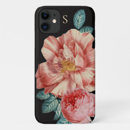 Schöne Vintage Rose mit Name Monogram Case-Mate iPhone Hülle