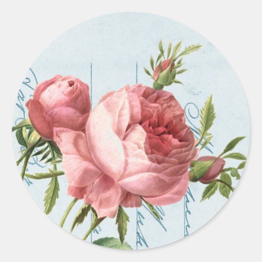 Schöne Vintage Rose Runder Aufkleber (Vorderseite)