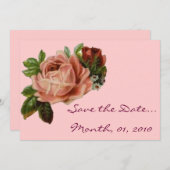 Schöne Vintage Rose Save The Date (Vorne/Hinten)