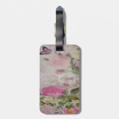 Schöne Vintage Rose Schmetterling Lilie Gepäckanhänger (Rückseite vertikal)