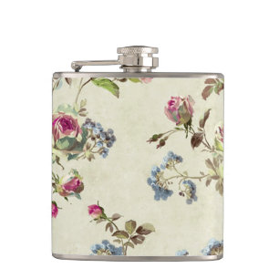 Schöne vintage-Rosen-Blumenmuster shabbychic Flachmann