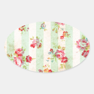 Schöne Vintage-Rosen und andere Blumen Ovaler Aufkleber