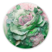 Schöne, Vintage Rosen und Rosen Keramikknauf (Vorderseite)