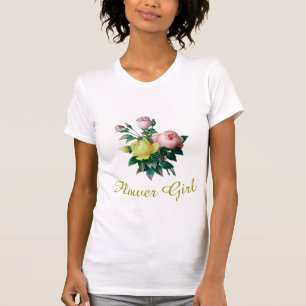 schöne Vintage-Rosenblumen Blumenmädchen T-Shirt
