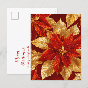 Schöne Vintage rote Gold-Weihnachtssterne Weihnach Feiertagspostkarte