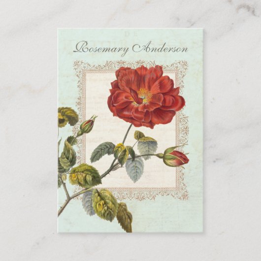 Schöne Vintage Rote Rose für Gärtner Visitenkarte (Vorderseite)