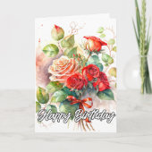 Schöne Vintage Rote Rosen Karte (Vorderseite)