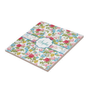 Schöne Vintage schicke trendige Rose Blumenmuster Fliese