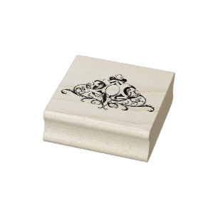 SCHÖNE VINTAGE-SCHRIFTROLLEN GUMMISTEMPEL
