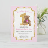 Schöne Vintage Teddy Bear 1. Geburtstag Einladung (Stehend Vorderseite)