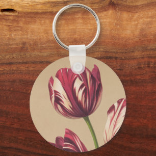 Schöne Vintage Tulips Botanische Kunst Schlüsselan Schlüsselanhänger