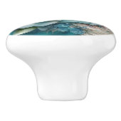 Schöne Vintage türkisfarbene Rose Keramikknauf (Seitenansicht)