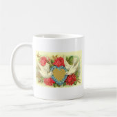 Schöne Vintage Valentine-Tauben u. Rosen Kaffeetasse (Links)