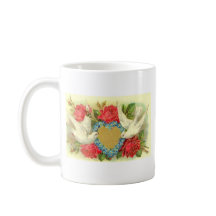 Schöne Vintage Valentine-Tauben u. Rosen
