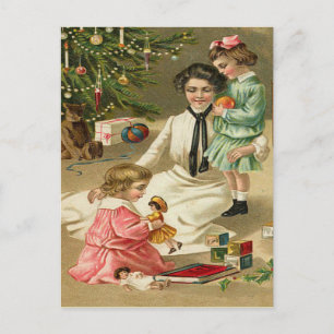 Schöne vintage viktorianische Familienweihnachtsba Postkarte