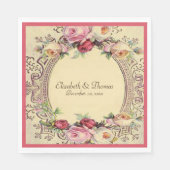 Schöne Vintage Viktorianische Rahmen Rosen Serviette (Vorderseite)