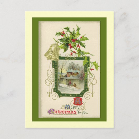 Schöne Vintage Viktorianische Weihnachtskarte Feiertagspostkarte (Vorderseite)