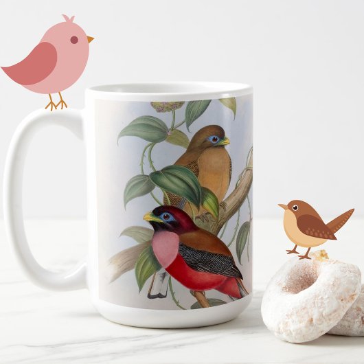 Schöne Vintage Vogelillustration Tasse