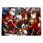 Schöne Vintage Weihnachtsmalerei Große Geschenktüte (Vorderseite)