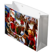 Schöne Vintage Weihnachtsmalerei Große Geschenktüte (Vorderseite Schrägansicht)