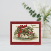 Schöne Vintage-Weihnachtspostkarte Feiertagspostkarte (Stehend Vorderseite)