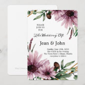 Schöne Violett-Blume Hochzeit Einladung (Vorne/Hinten)