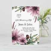 Schöne Violett-Blume Hochzeit Einladung (Stehend Vorderseite)