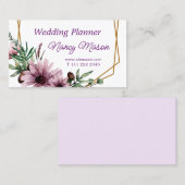 Schöne Violett-Blume Hochzeitsplaner Visitenkarte (Vorne/Hinten)