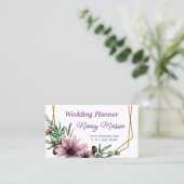 Schöne Violett-Blume Hochzeitsplaner Visitenkarte (Stehend Vorderseite)