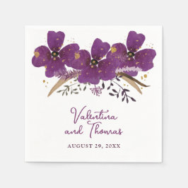 Schöne Violett Wasserfarbe Blume Papier Napkin Serviette