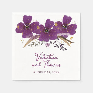 Schöne Violett Wasserfarbe Blume Papier Napkin Serviette