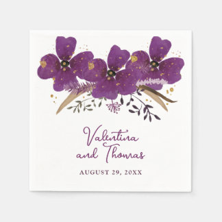 Schöne Violett Wasserfarbe Blume Papier Napkin Serviette