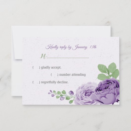 schöne violette Blätter RSVP Karte (Vorderseite)