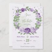 schöne violette Blätter Save The Date (Vorderseite)