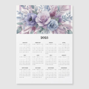 Schöne violette Blumen 2025 Magnetkalender Magnetkarte