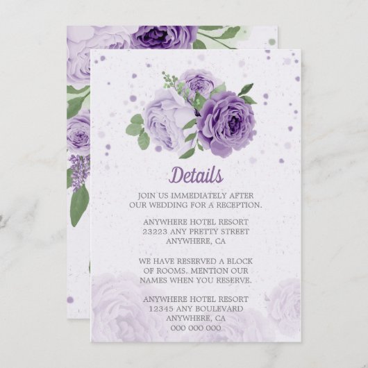 schöne violette Blumen grüne Blätter botanisch Begleitkarte (Vorne/Hinten)