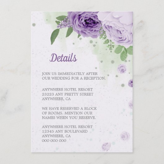 schöne violette Blumen grüne Blätter botanisch Begleitkarte (Vorderseite)