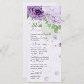 schöne violette Blumen grüne Blätter botanisch Menükarte (Vorne/Hinten)