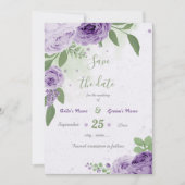 schöne violette Blumen grüne Blätter botanisch Save The Date (Vorderseite)