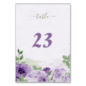 schöne violette Blumen grüne Blätter botanisch Tischnummer (Rückseite)